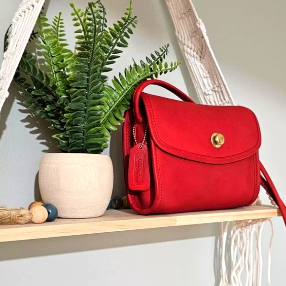 VINTAGE COACH CHRYSTIE FLAP CROSSBODY SHOULDER BAG (RED) 9892 - Picture 11 of 15